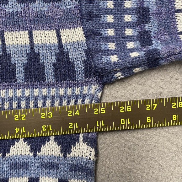Neil Martin Sweater Mens XL Blue Geometric Pattern Crewneck Acrylic Pullover - Picture 6 of 8